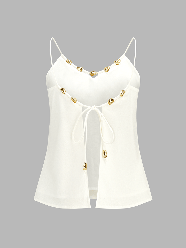Lina Women's Set | Linen Blend Loungewear with Metal Detail 3