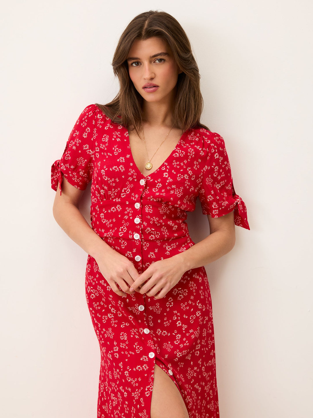 Liora Midi Dress | Floral Print, Slim Fit, V-Neck 2