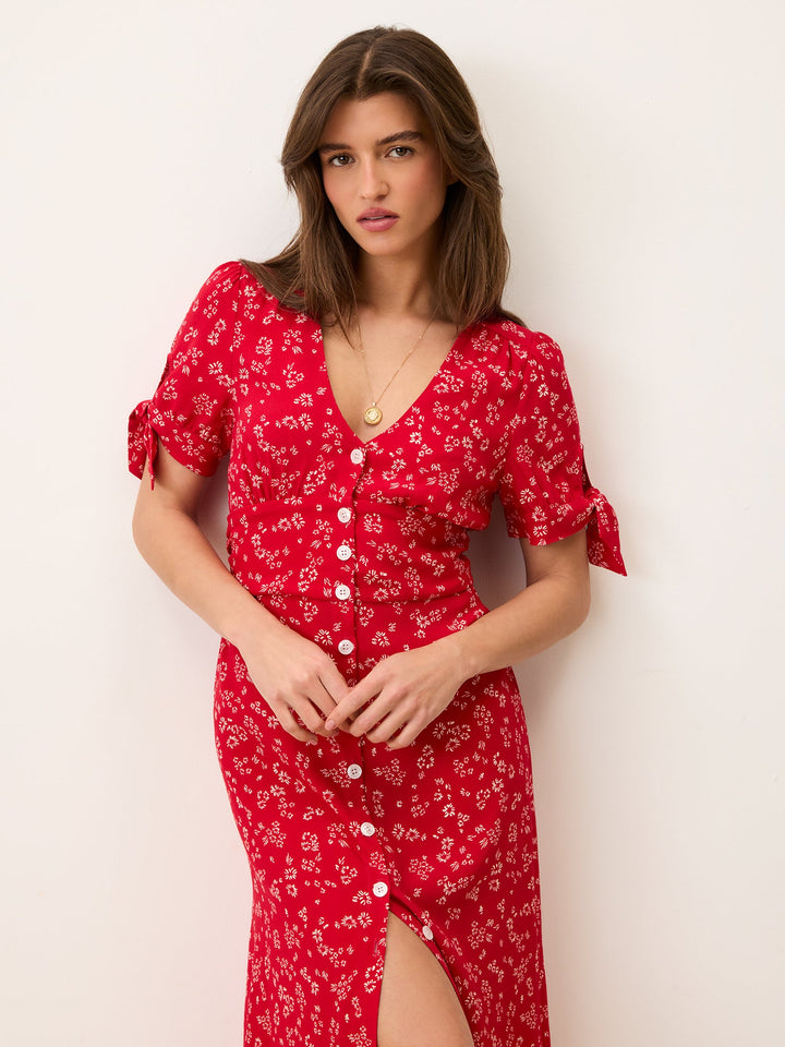 Liora Midi Dress | Floral Print, Slim Fit, V-Neck 2