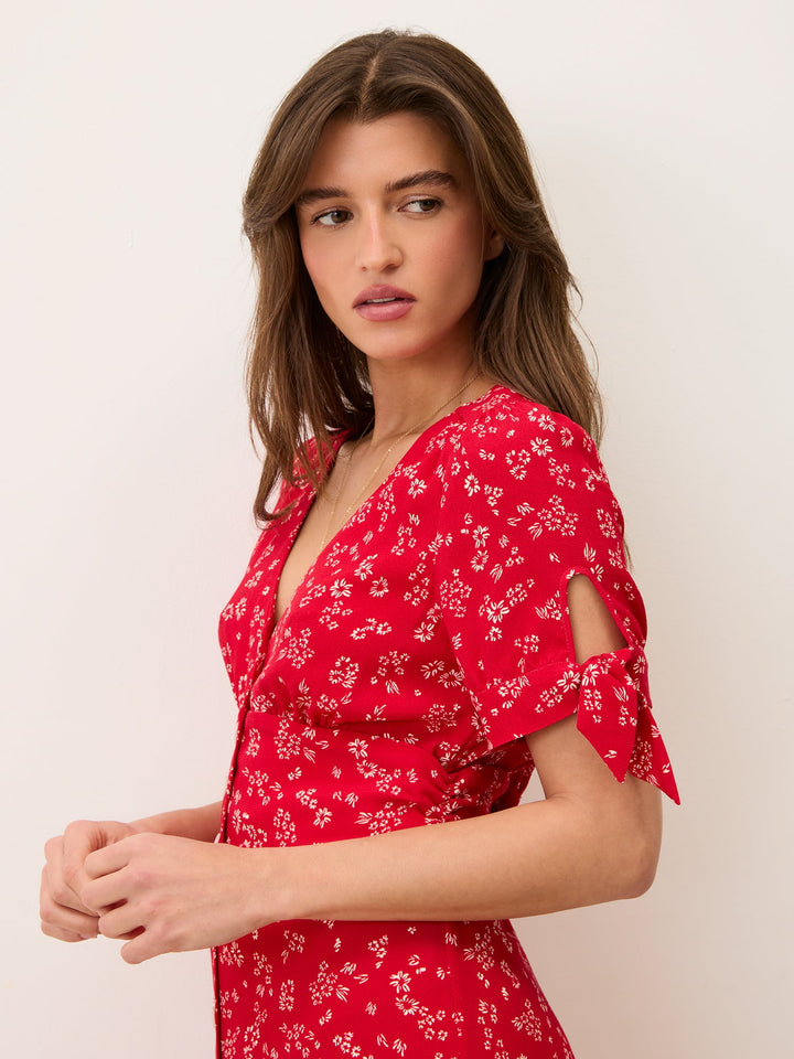 Liora Midi Dress | Floral Print, Slim Fit, V-Neck 4
