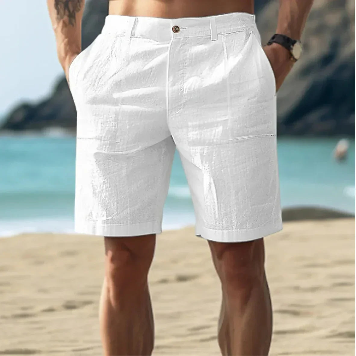 Luca Men’s Linen Shorts | Breathable, Adjustable Waist 0