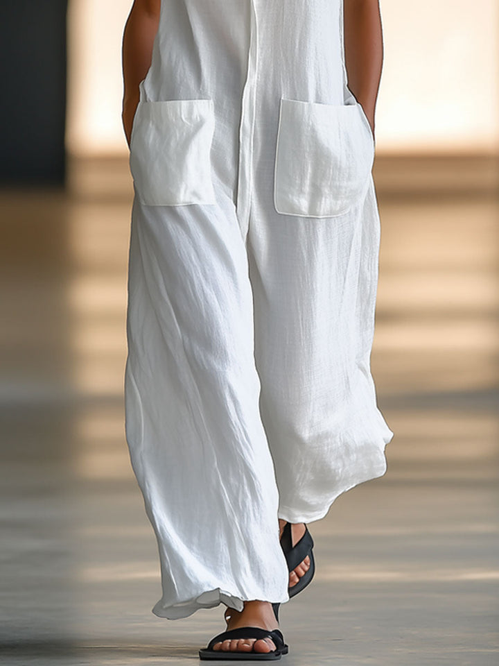 Luna Jumpsuit Women | Breathable Cotton-Linen Blend, Sleeveless Design 4