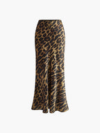 Luna Maxi Skirt | Leopard Print, Slim Fit Woven Fabric 4