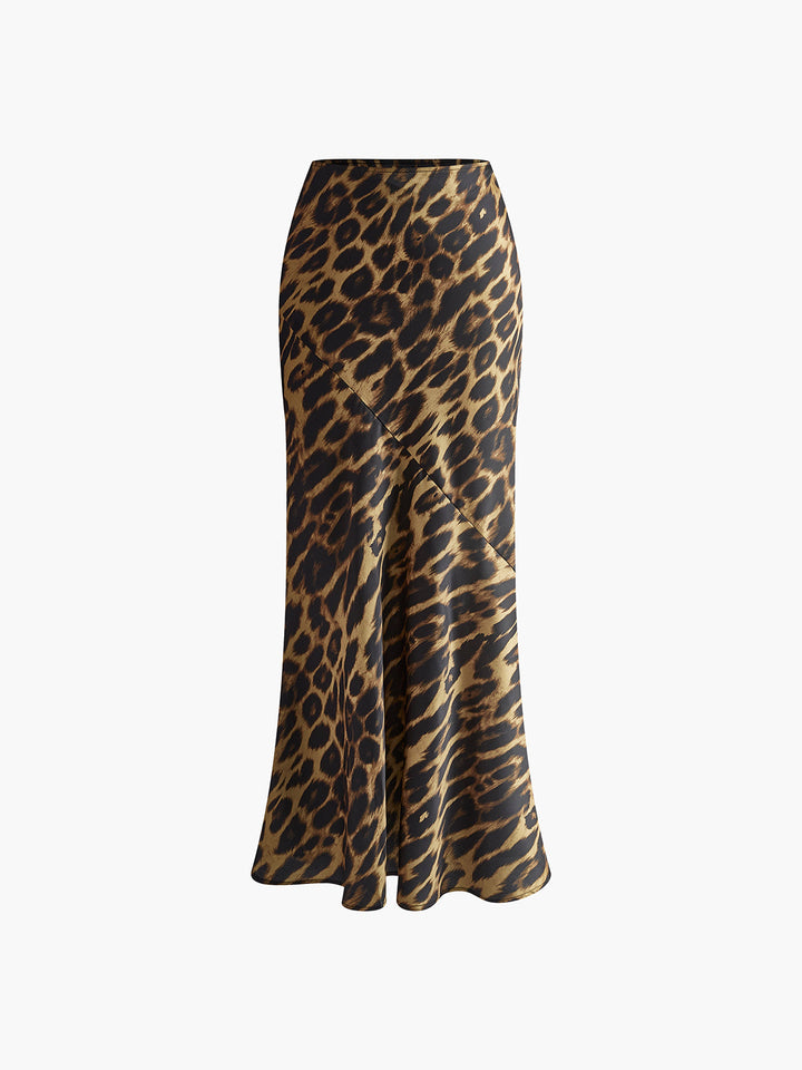Luna Maxi Skirt | Leopard Print, Slim Fit Woven Fabric 4