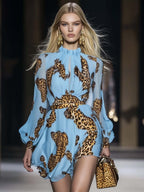 Luna Mini Dress | Leopard Print Chiffon, Loose Fit 2