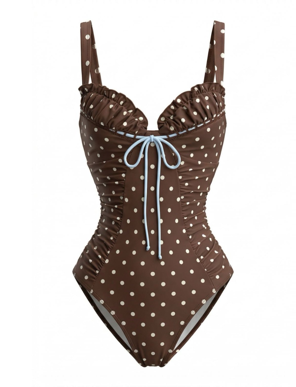 Luna Polka Dot Swimsuit | Vintage Colorblock Design, High Rise, Stretch Fit 0