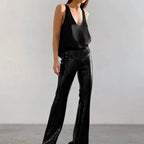 Luna Satin Tank Top | Plunging U-Neck, Relaxed Fit 4