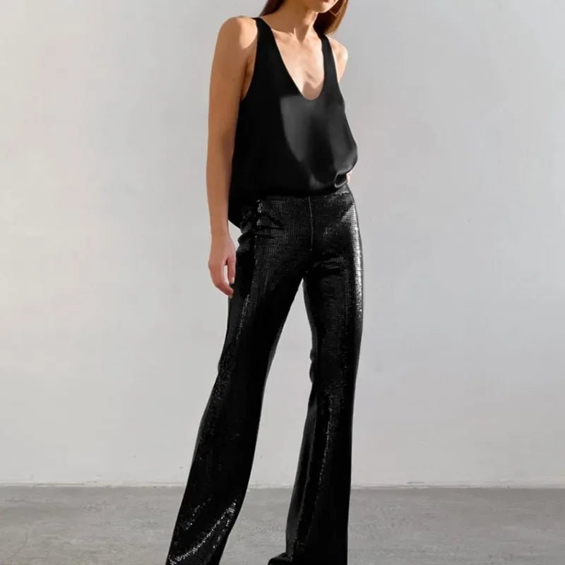 Luna Satin Tank Top | Plunging U-Neck, Relaxed Fit 4