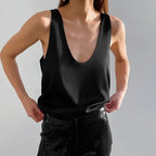 Luna Satin Tank Top | Plunging U-Neck, Relaxed Fit 5