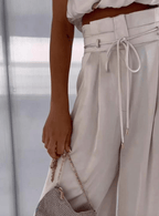 Luxe Co Ord Set Women | Elegant Cotton Blend, Halter Crop Top & High Waist Pants 2