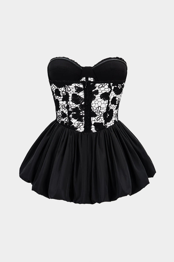 Luxe Corset Top | Lace Patchwork, Puff Hem Design 7