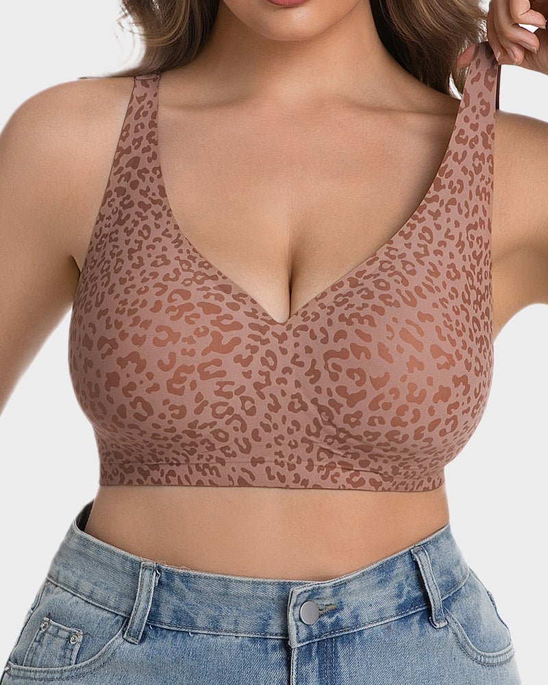 Luxe Leopard Bra | Wireless V-Neck, Soft Breathable Fabric 0
