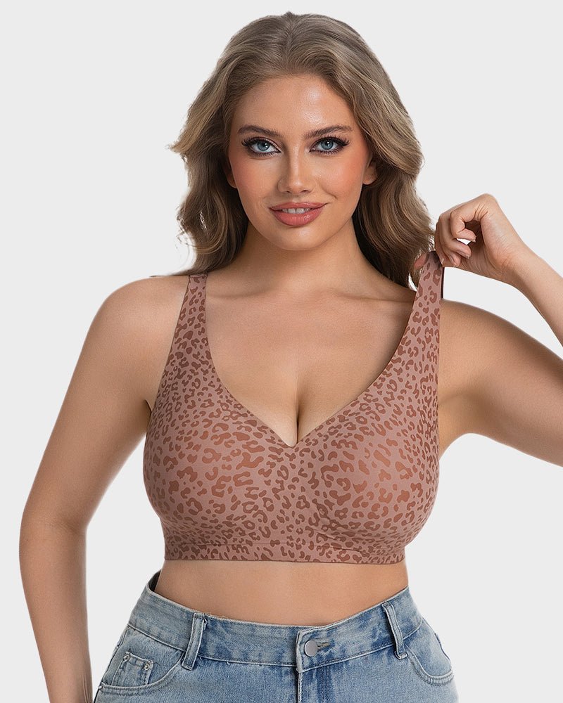 Luxe Leopard Bra | Wireless V-Neck, Soft Breathable Fabric 1