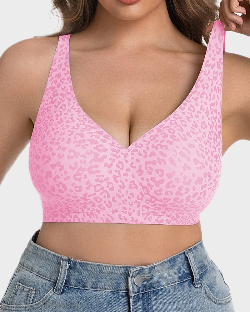 Luxe Leopard Bra | Wireless V-Neck, Soft Breathable Fabric 10