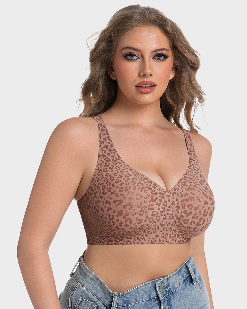 Luxe Leopard Bra | Wireless V-Neck, Soft Breathable Fabric 3