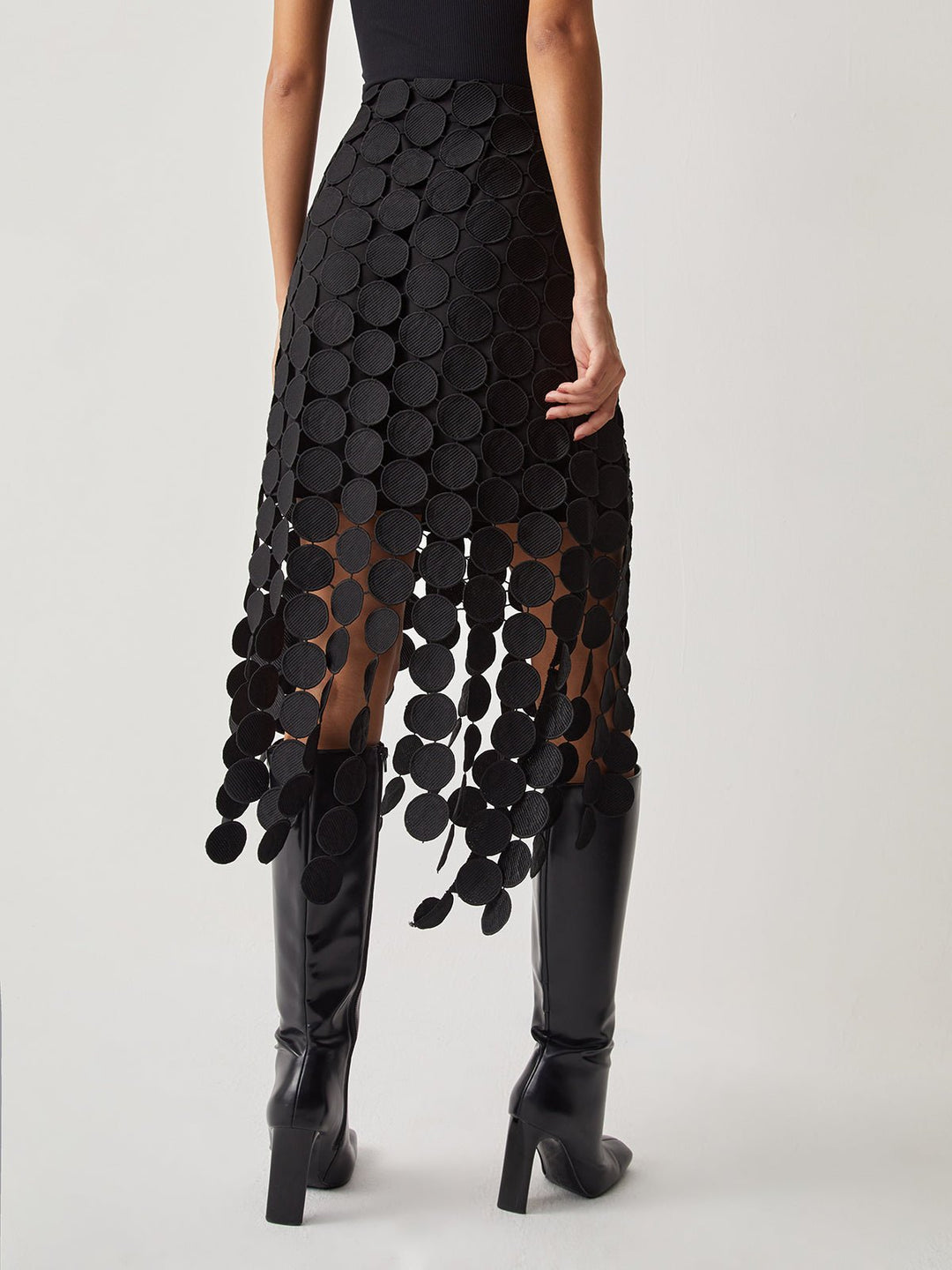 Luxe Midi Skirt | High Waist, Laser Cut Design 2