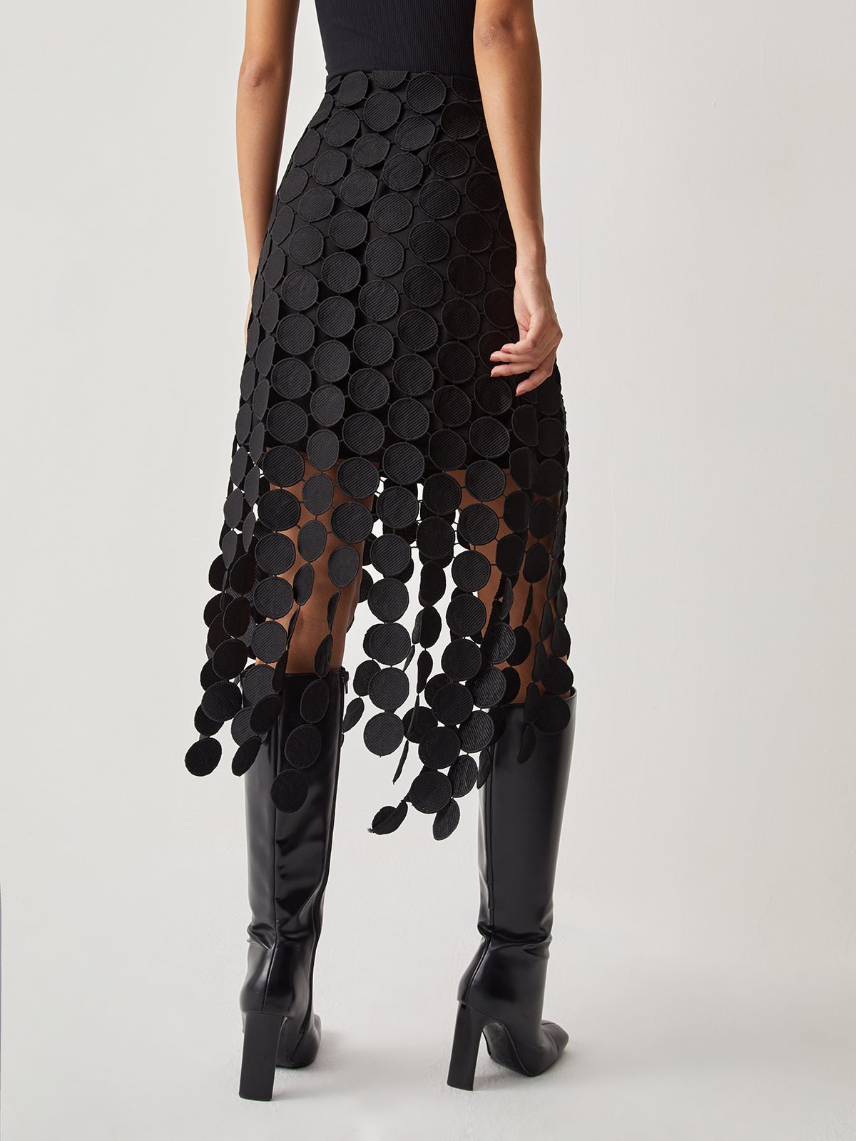 Luxe Midi Skirt | High Waist, Laser Cut Design 2