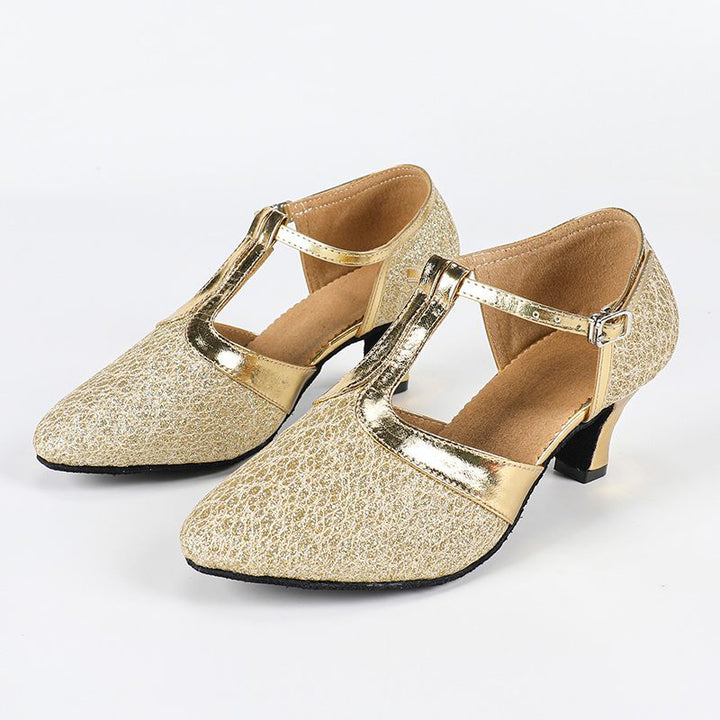 Luxe T-Strap Dance Heels | Leatherette, Suede Outsole, 3.5cm & 5.5cm Heights 1
