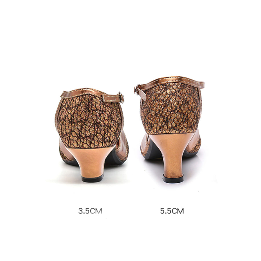 Luxe T-Strap Dance Heels | Leatherette, Suede Outsole, 3.5cm & 5.5cm Heights 2