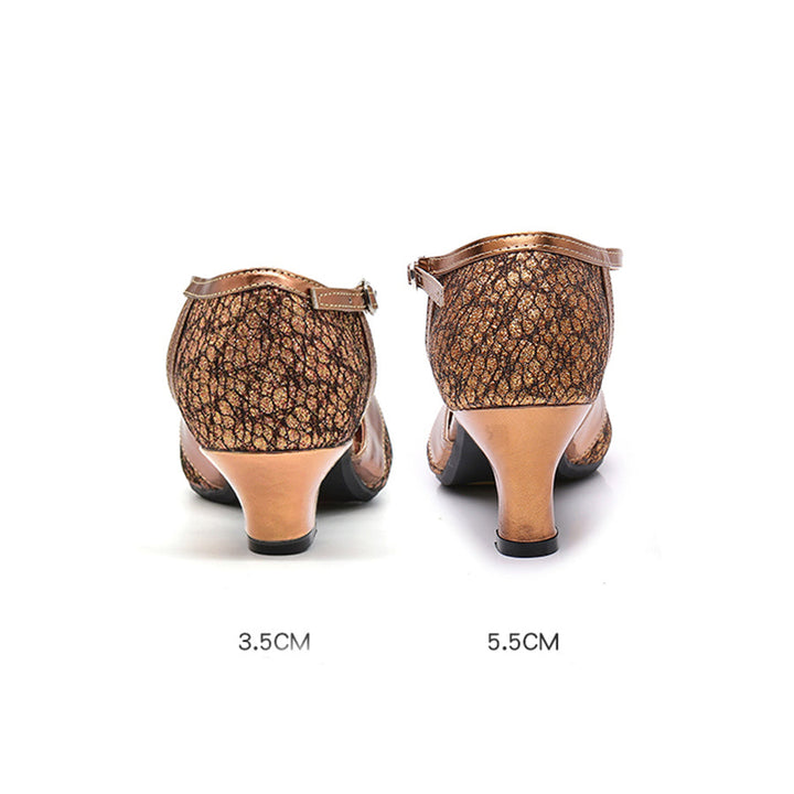 Luxe T-Strap Dance Heels | Leatherette, Suede Outsole, 3.5cm & 5.5cm Heights 2