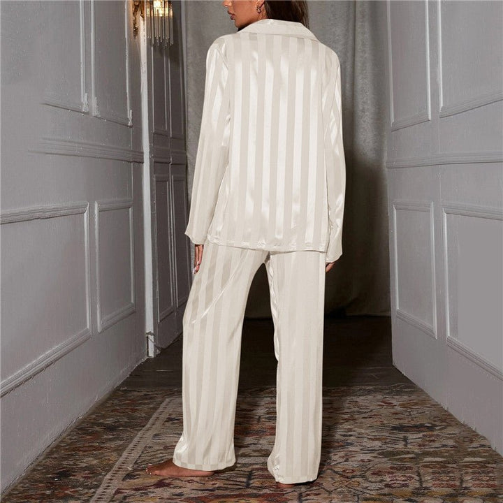 Luxe Satin Pyjama Set | Striped Design | Relaxed Fit