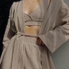 Ava Waffle Loungewear Set in a cozy cotton blend, featuring a comfortable top and matching pants, perfect for relaxing at home or casual - 2