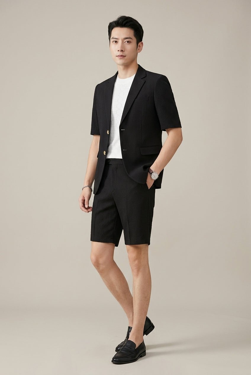 Maverick Co Ord Set Women | Textured Two Piece Set with Blazer and Shorts 3