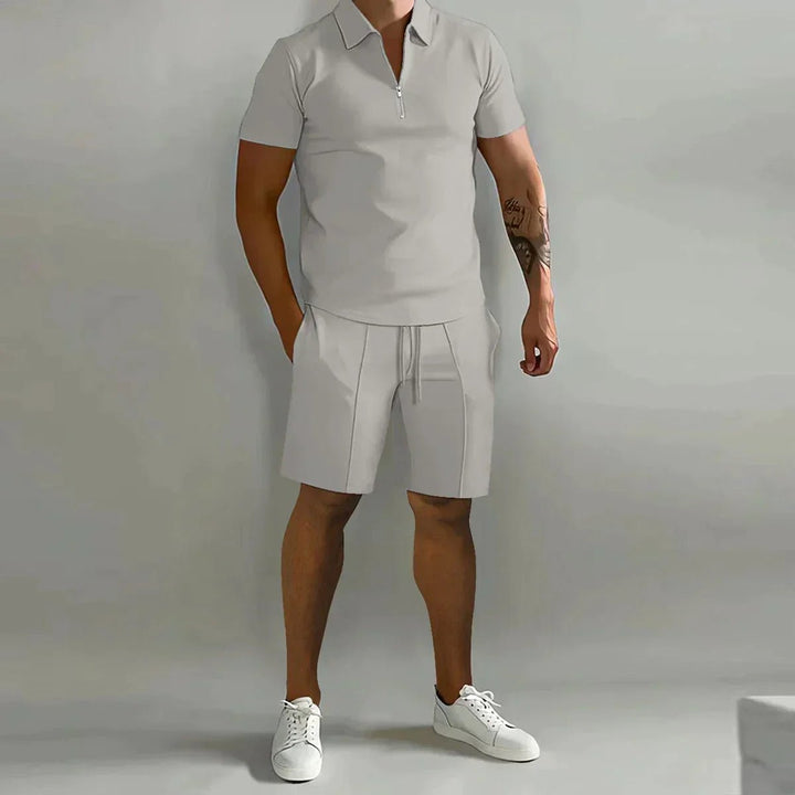 Maverick Men's Summer Set | Breathable Zipper Polo Shirt and Shorts 3