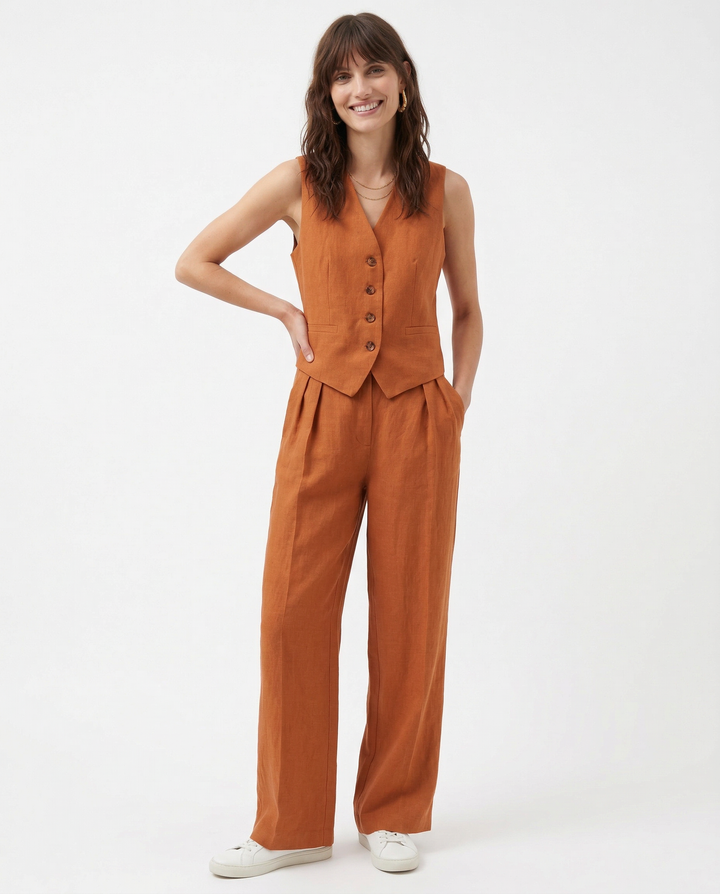 Maverick Trouser Set | Linen Matching Top and Trousers, Tailored Wide Leg Design 1