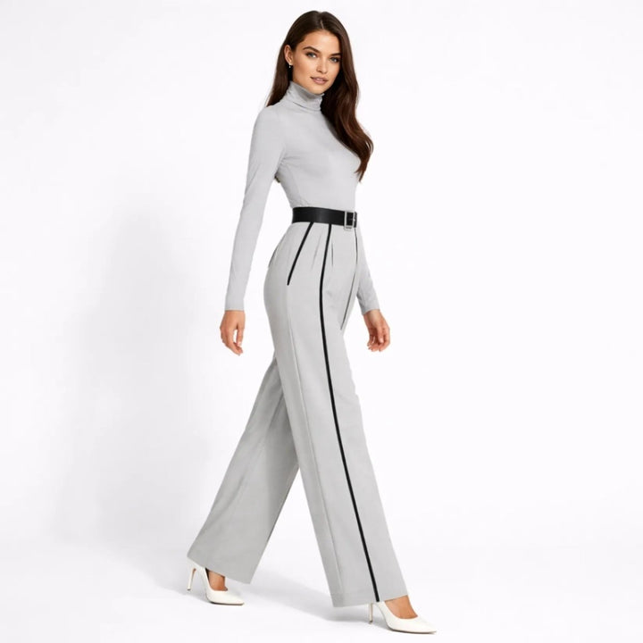Mila Black Jumpsuit | Tailored, Elegant Knit with Waist-Cinching Belt 1