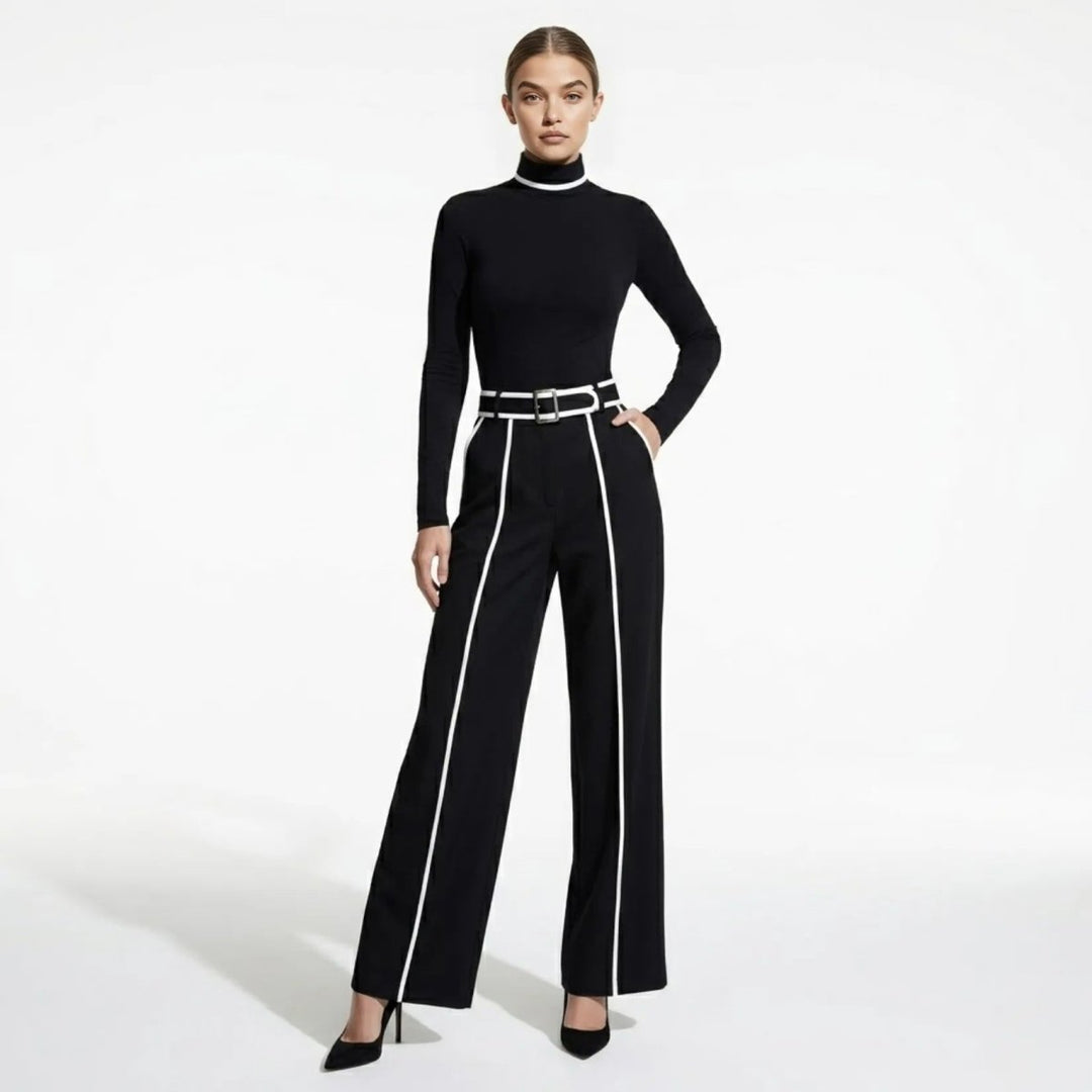 Mila Black Jumpsuit | Tailored, Elegant Knit with Waist-Cinching Belt 5