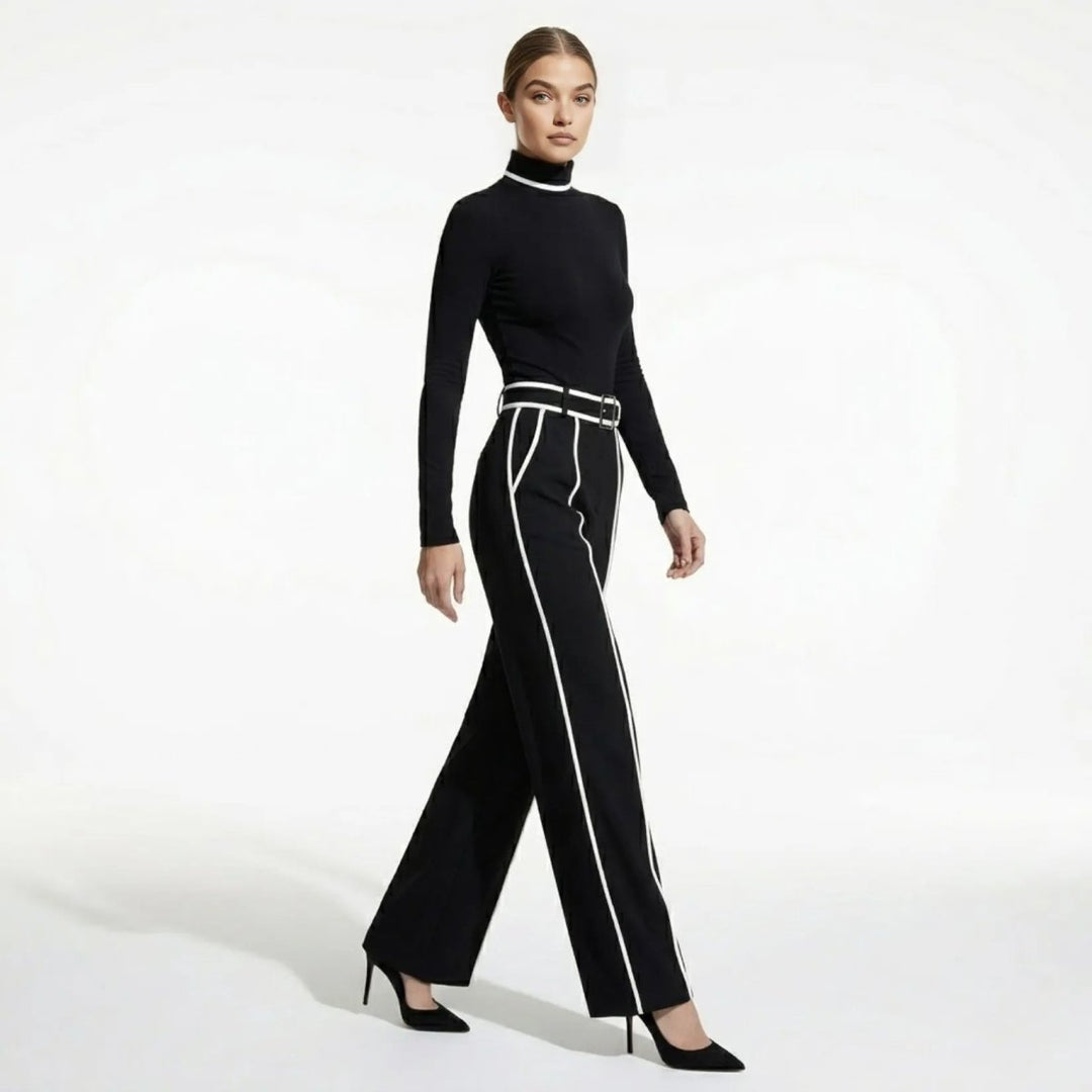 Mila Black Jumpsuit | Tailored, Elegant Knit with Waist-Cinching Belt 6
