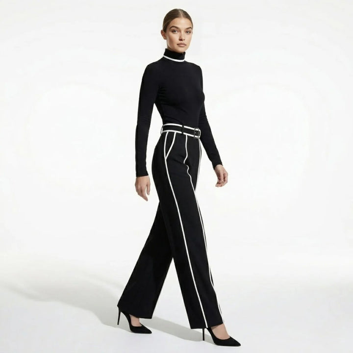 Mila Black Jumpsuit | Tailored, Elegant Knit with Waist-Cinching Belt 6