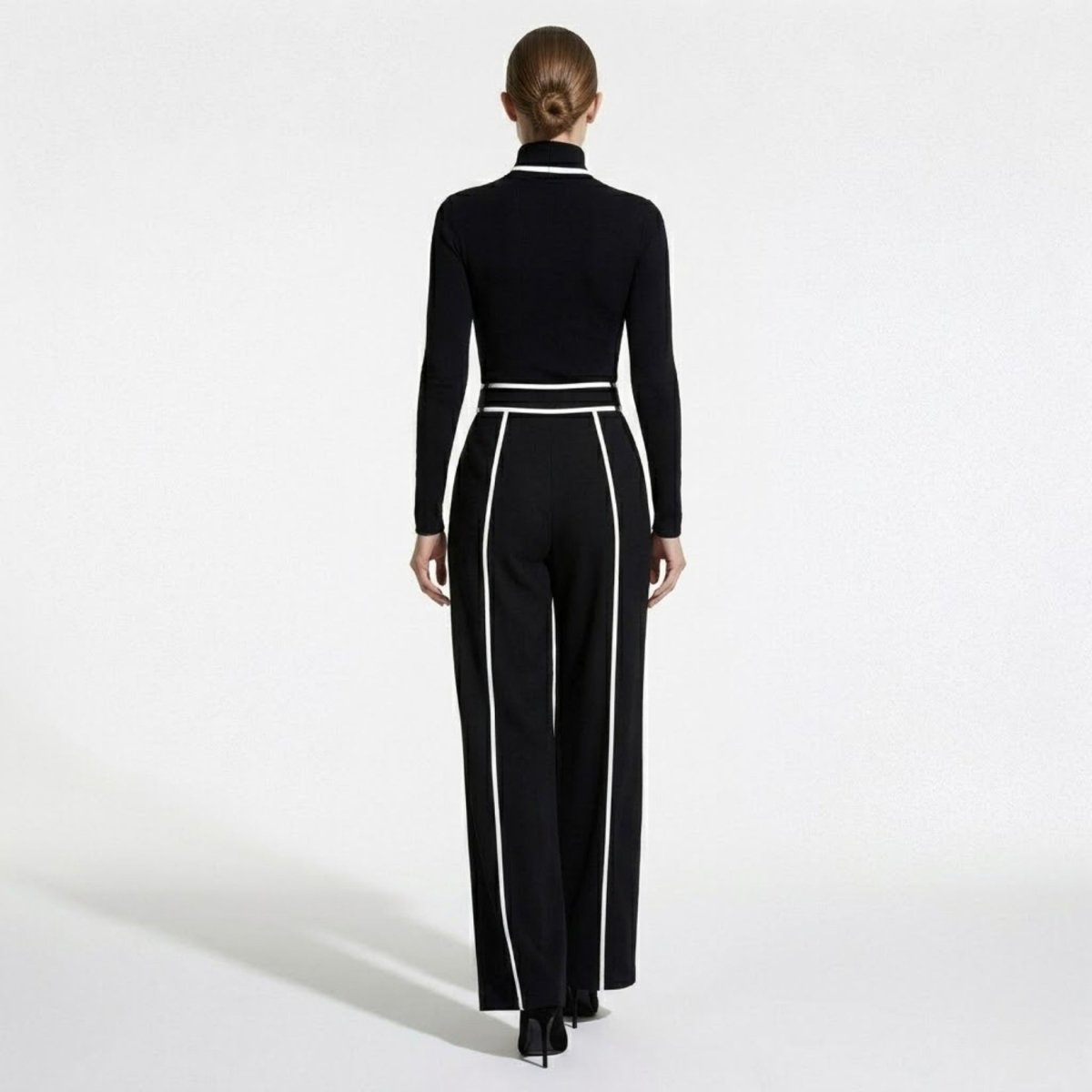Mila Black Jumpsuit | Tailored, Elegant Knit with Waist-Cinching Belt 7