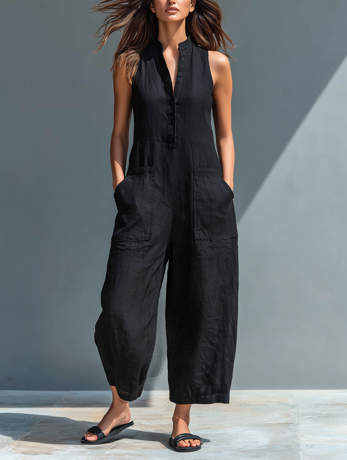 Mila Jumpsuit Women | Linen Blend, Elegant Sleeveless Design 0