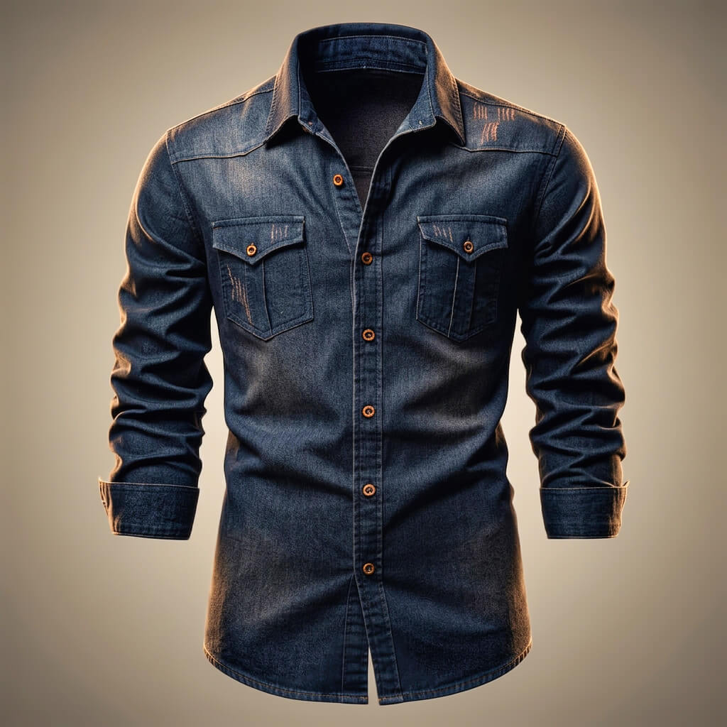 Milo Mens Denim Shirt | Organic Cotton, Classic Multi-Pocket Design 0