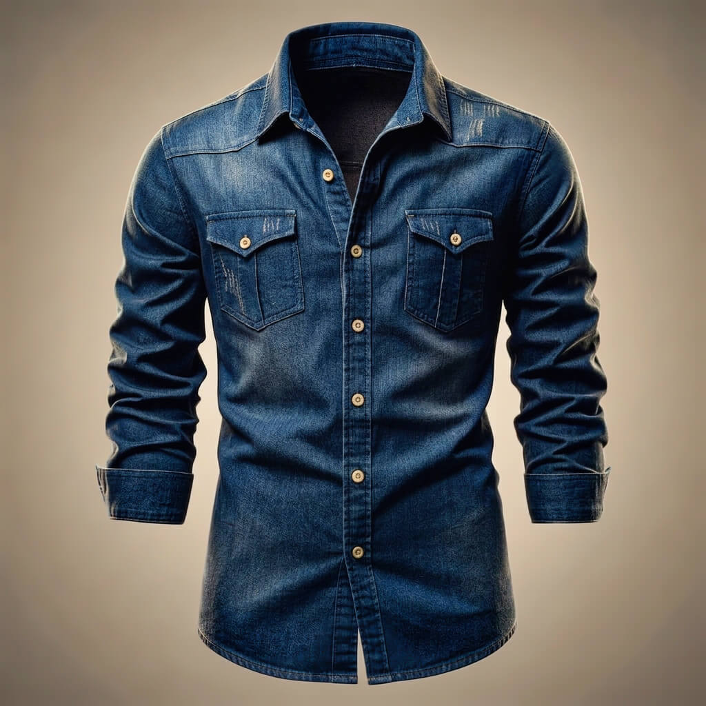 Milo Mens Denim Shirt | Organic Cotton, Classic Multi-Pocket Design 1