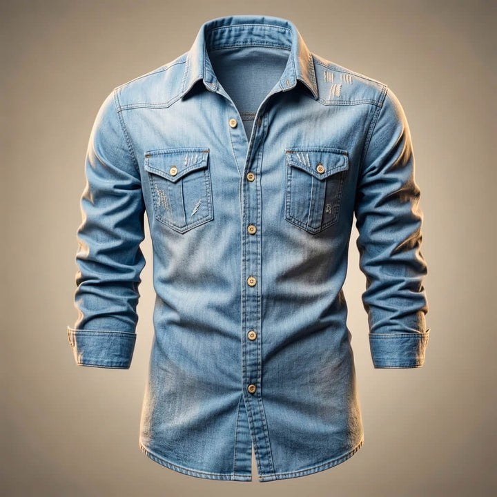 Milo Mens Denim Shirt | Organic Cotton, Classic Multi-Pocket Design 2