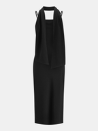 Mira Black Midi Dress | Slim Fit, Removable Scarf 4