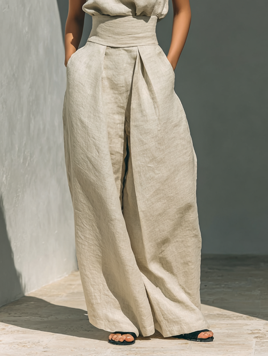 Mira Blouse and Pants Set | Cotton-Linen Blend, Sleeveless, Wide-Leg 6