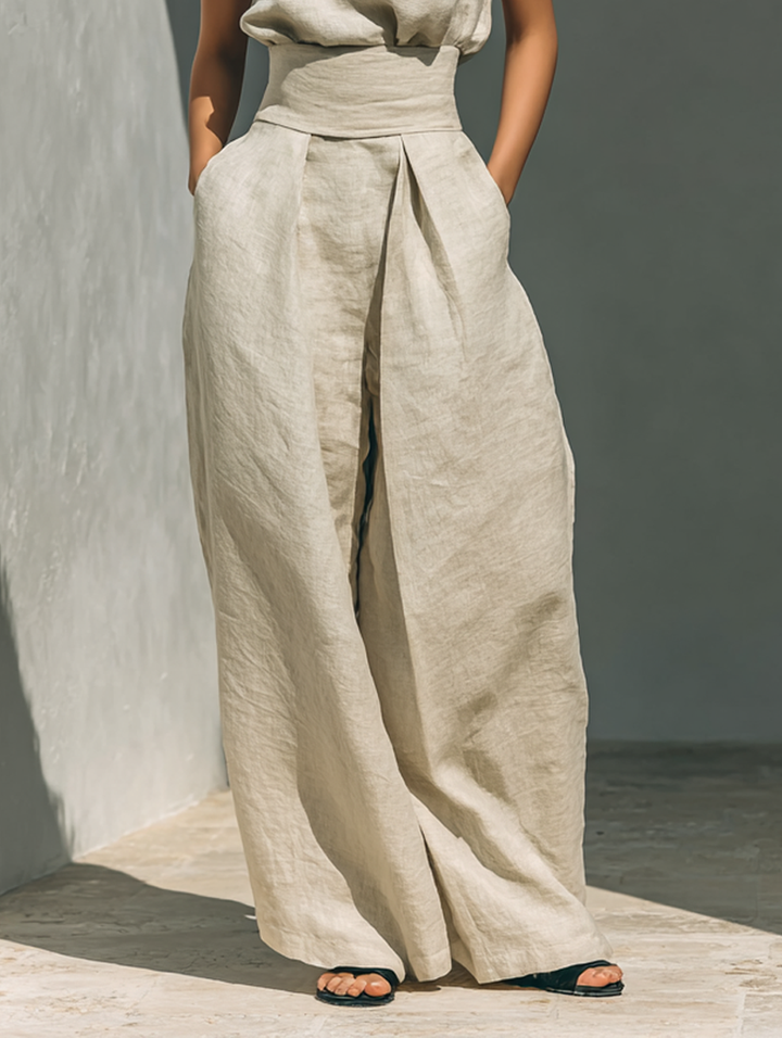 Mira Blouse and Pants Set | Cotton-Linen Blend, Sleeveless, Wide-Leg 6
