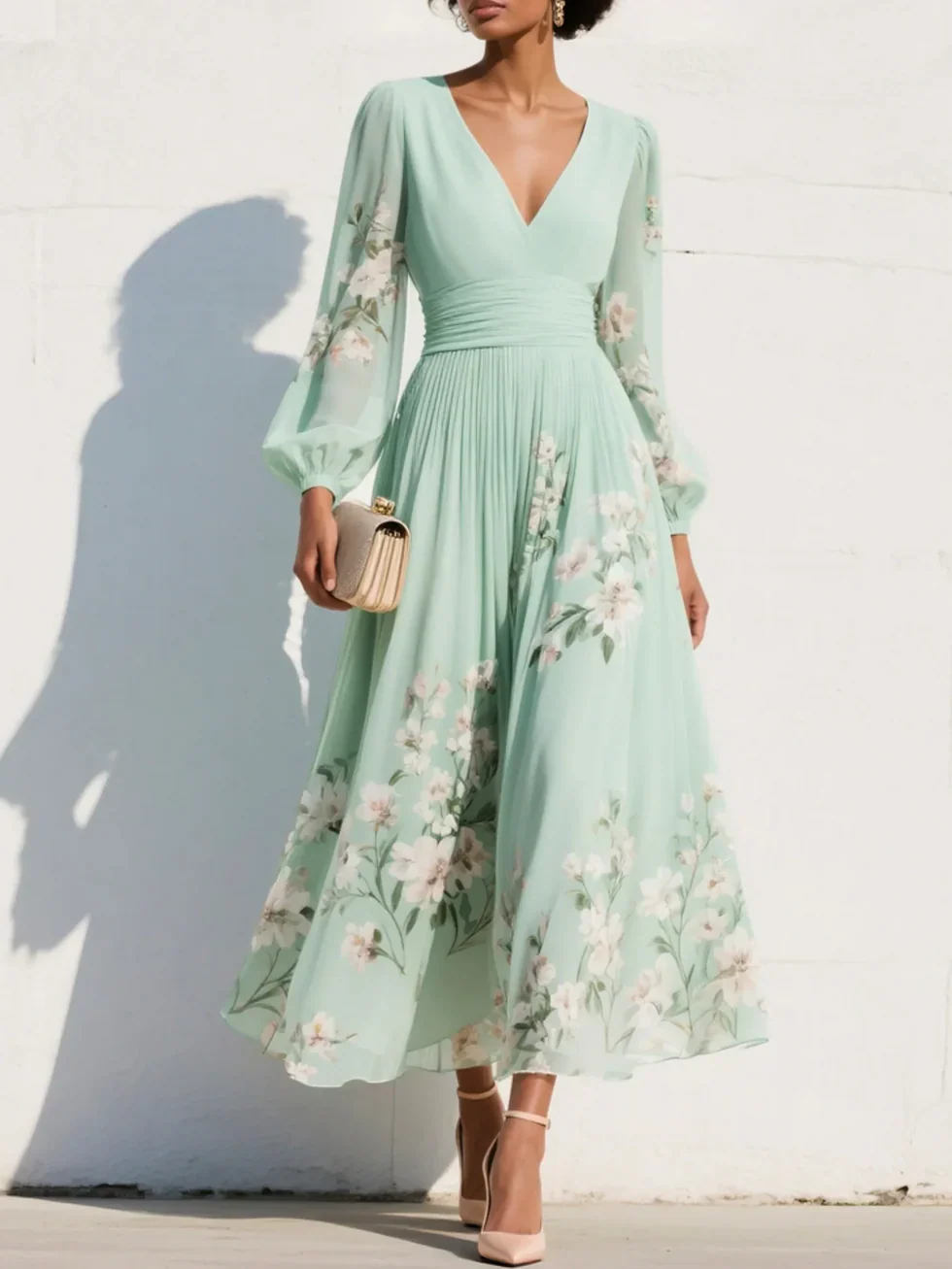 Mira Floral Midi Dress | Lightweight, Pleated Skirt for Women 0
