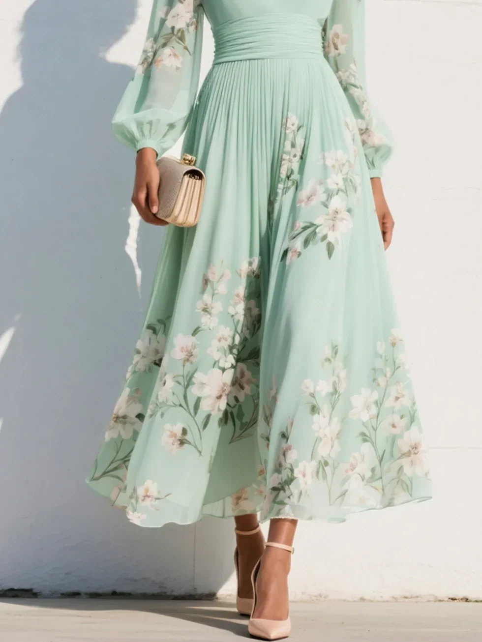 Mira Floral Midi Dress | Lightweight, Pleated Skirt for Women 1