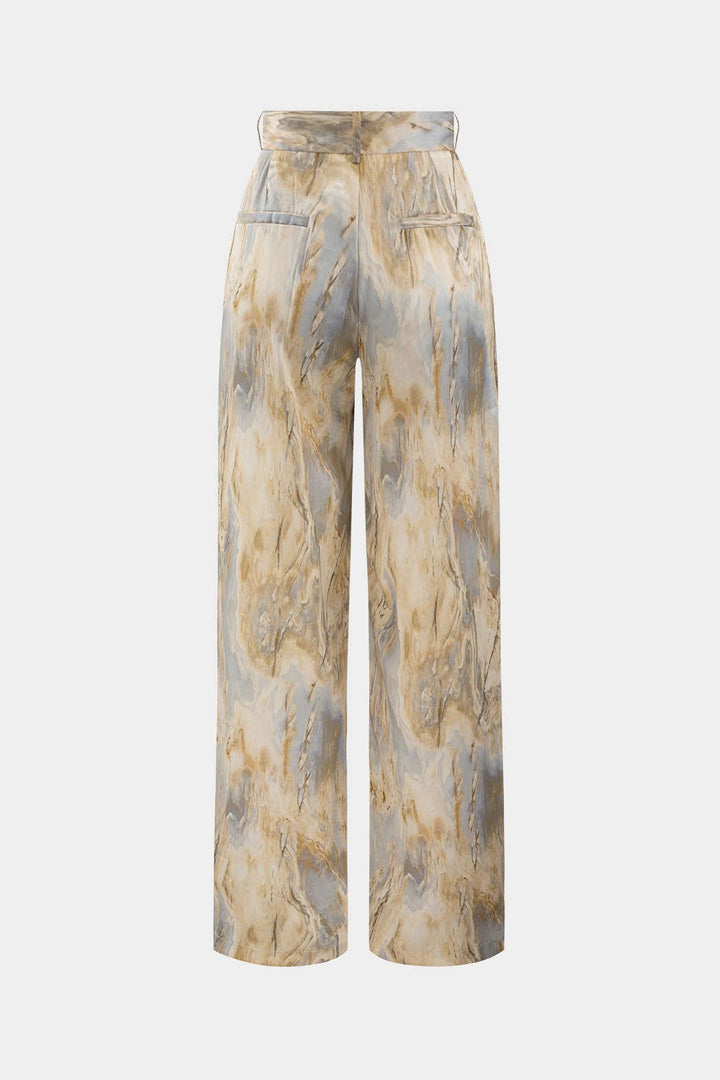 Mira High Waisted Pants | Marble Print, Full-Length, Soft Fabric 1