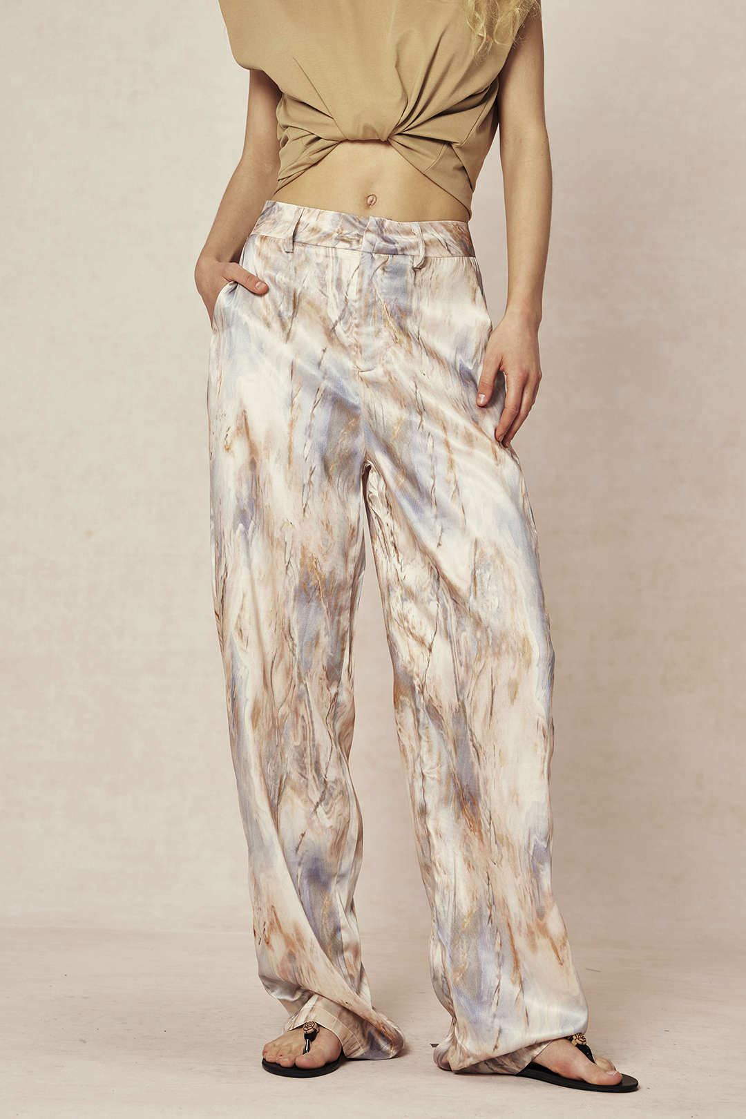 Mira High Waisted Pants | Marble Print, Full-Length, Soft Fabric 4