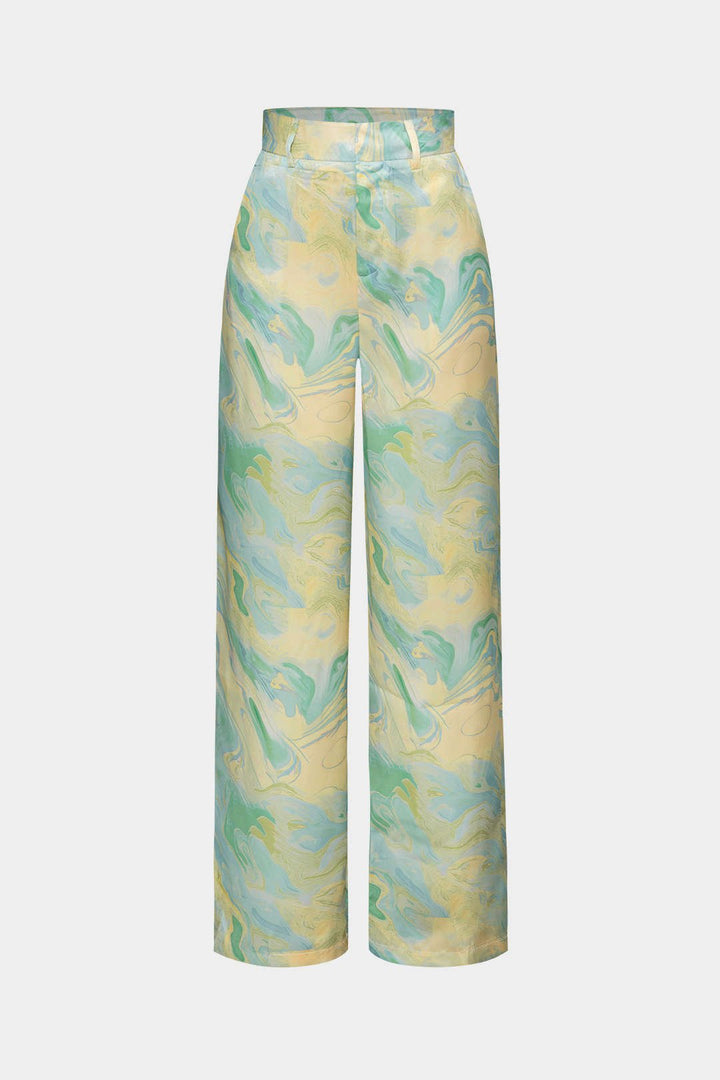 Mira High Waisted Pants | Marble Print, Full-Length, Soft Fabric 9