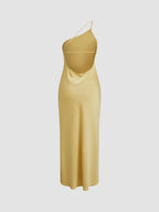 Mira Long Dress | Satin Open Back with Slit, Perfect for Wedding Guest and Formal Occasions 4