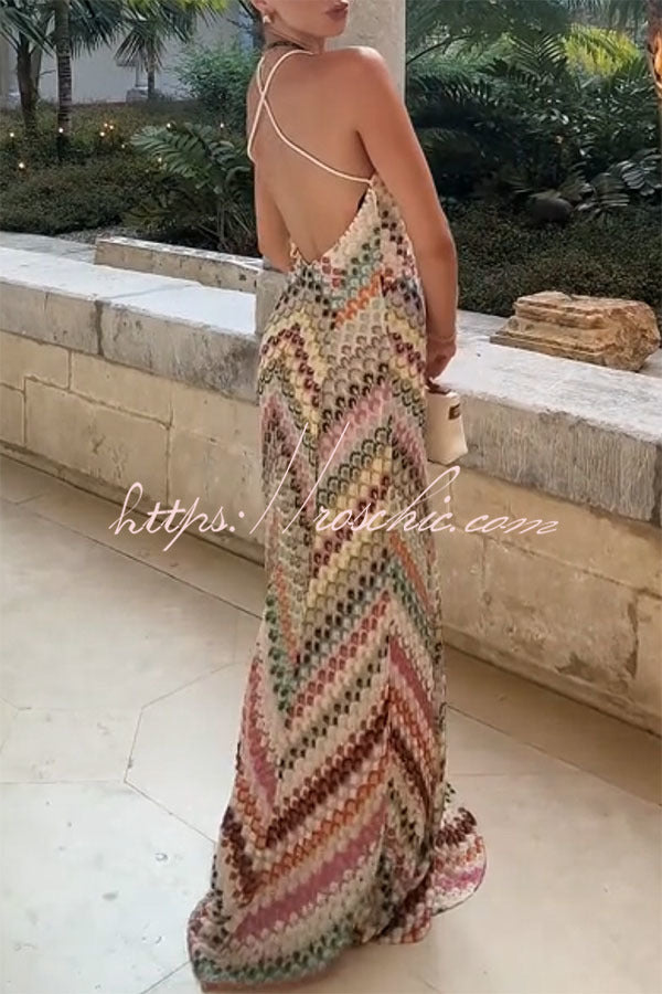Mira Maxi Dress | Colorful Herringbone Knit, Ankle-Length V-Neck Summer Dress 4