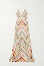 Mira Maxi Dress | Colorful Herringbone Knit, Ankle-Length V-Neck Summer Dress 5