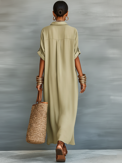 Mira Maxi Dress | Linen Blend, Short Sleeves, Perfect for Summer 1